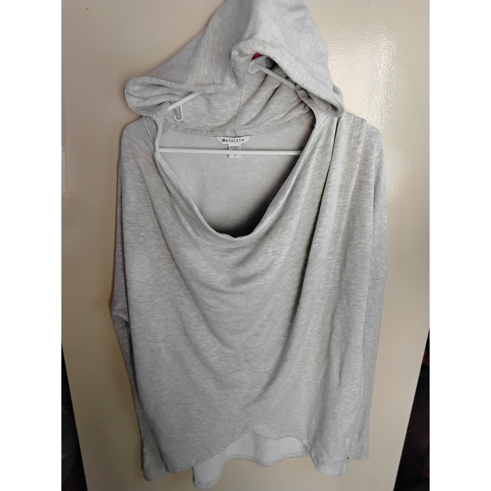 Athleta Womens Grey Heathered Wrap Front Tulip Hem Hooded‎ Sweatshirt Size S P